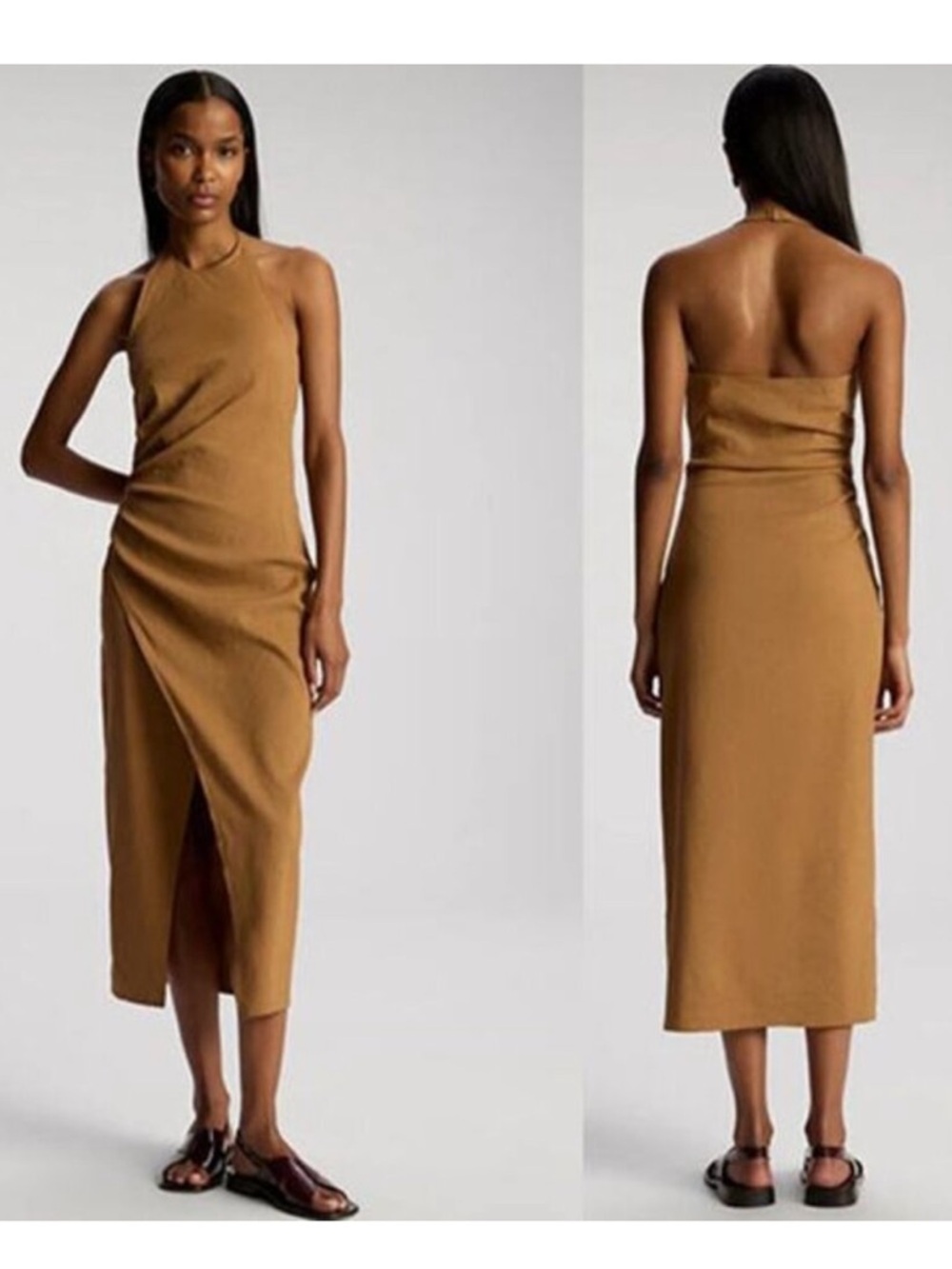 NWT  A.L.C. sylvie linen midi halter dress in acacia 6